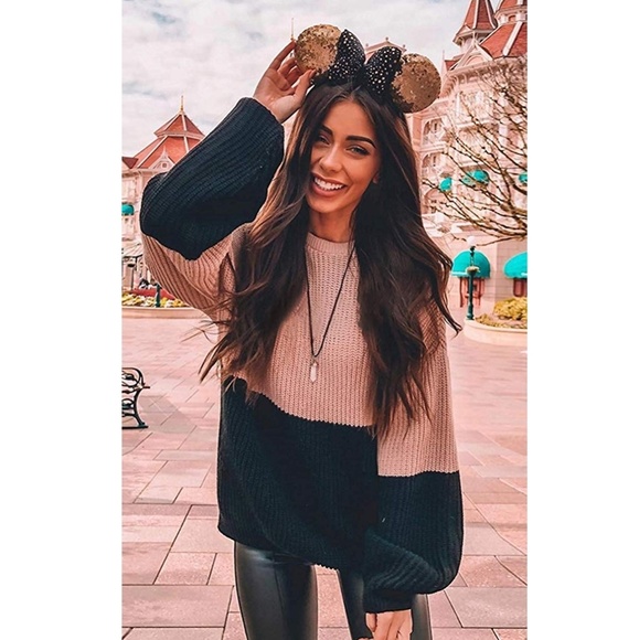 Sweaters - 🆕️ Chunky Knit Color Block Balloon Sleeve Sweater